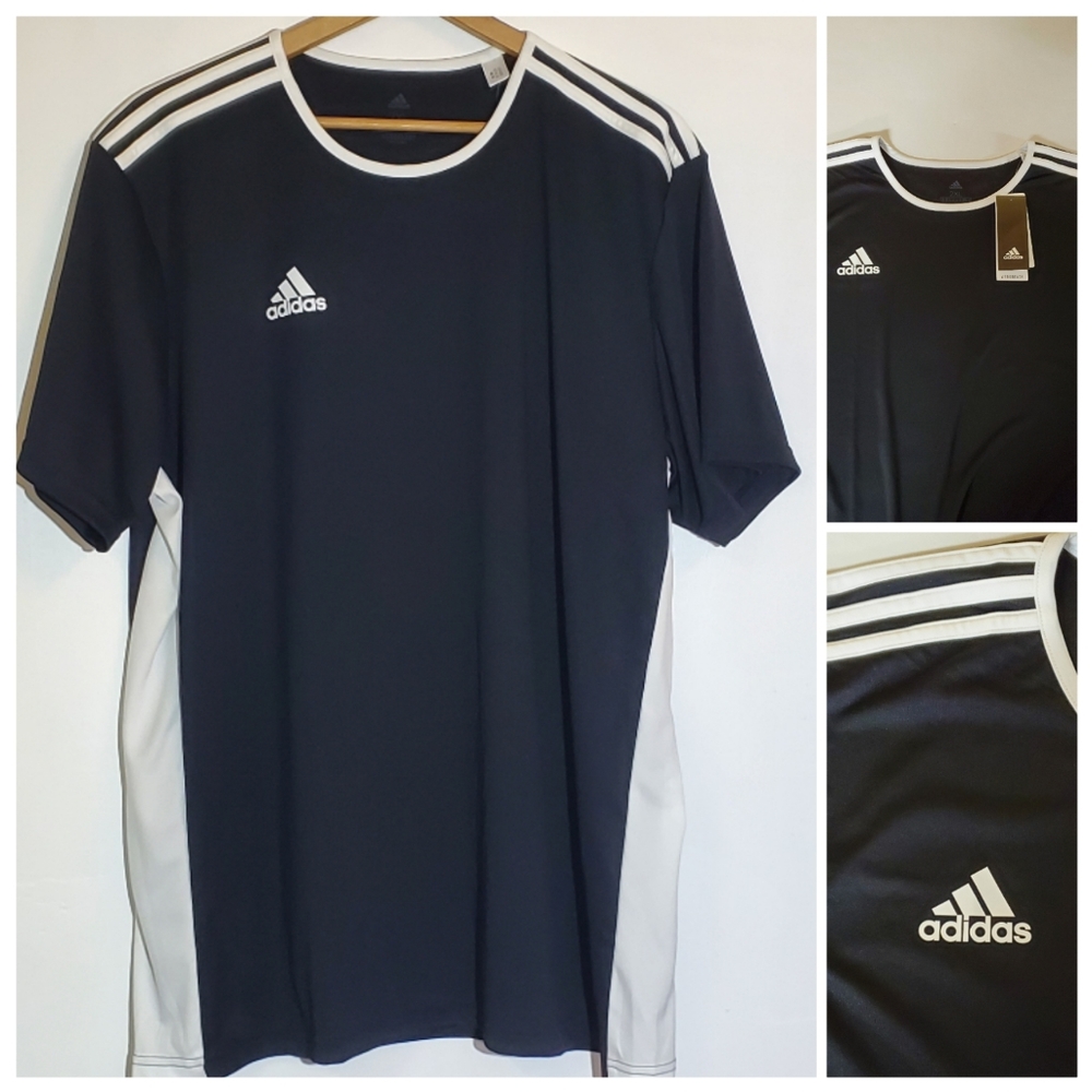 NWT ADIDAS aeroready mens t-shirt/ black 3 stripes
